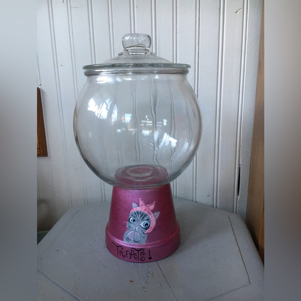 Handmade Cat treat jar